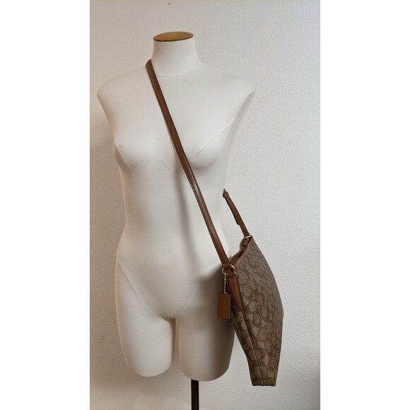 COACH #F58297 Signature File Crossbody Zip Top Handbag Khaki/Saddle WORN ONCE!!! - Picture 8 of 16